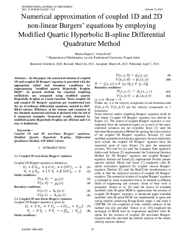 (PDF) Numerical approximation of coupled 1D and 2D non-linear Burgers ...