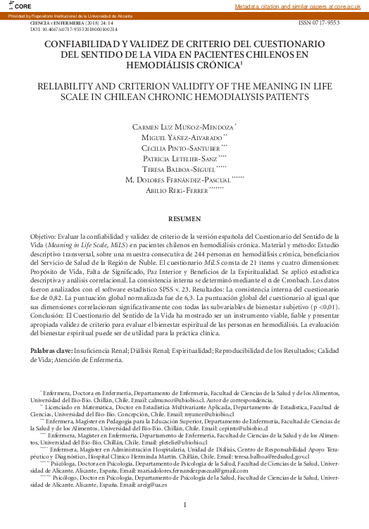 (PDF) Reliability and criterion validity of the Meaning in Life Scale ...