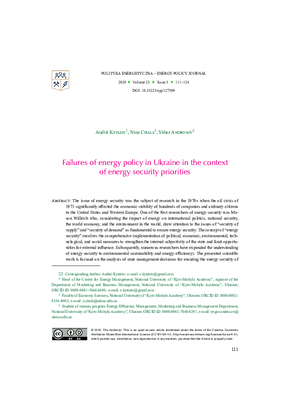 (PDF) Failures of energy policy in Ukraine in the context of energy ...