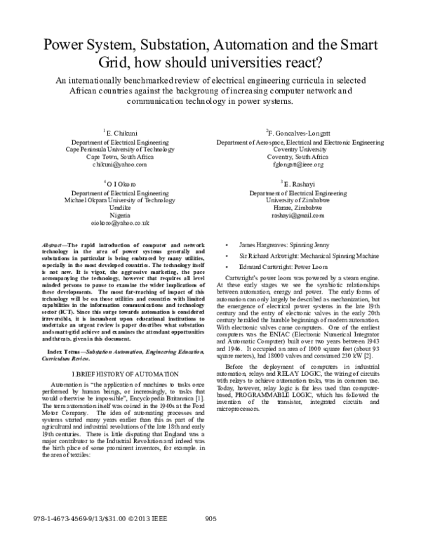 (PDF) Power system, substation, automation and the smart grid, how ...