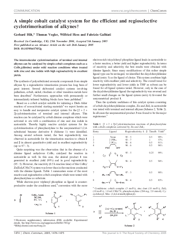 (PDF) A simple cobalt catalyst system for the efficient and ...