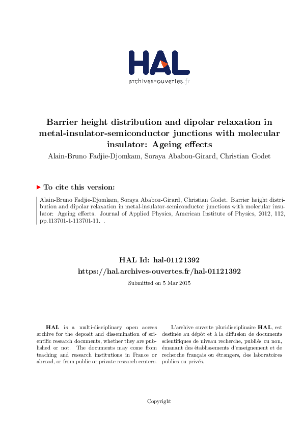 (PDF) Barrier height distribution and dipolar relaxation in metal