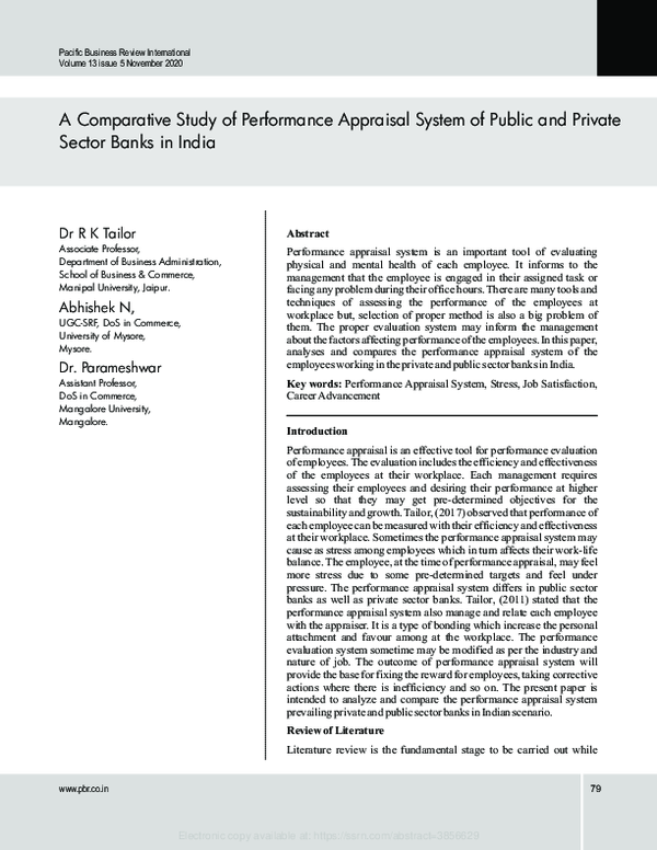 (PDF) A Comparative Study of Performance Appraisal System of Public and ...
