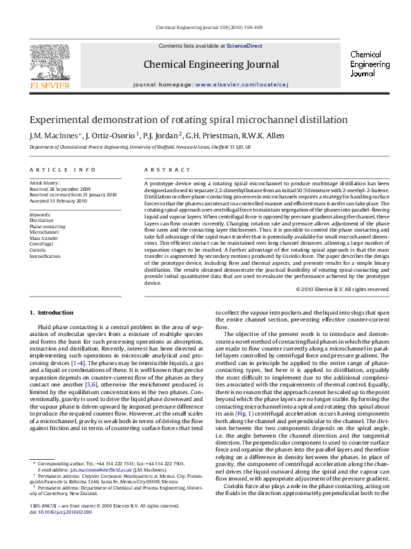 (PDF) Experimental demonstration of rotating spiral microchannel ...