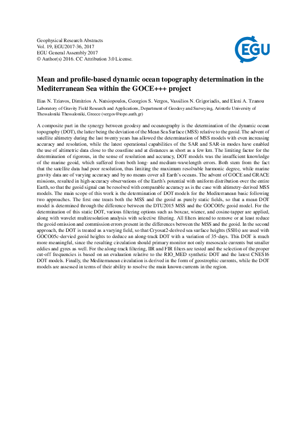 (PDF) Mean and profile-based dynamic ocean topography determination in ...