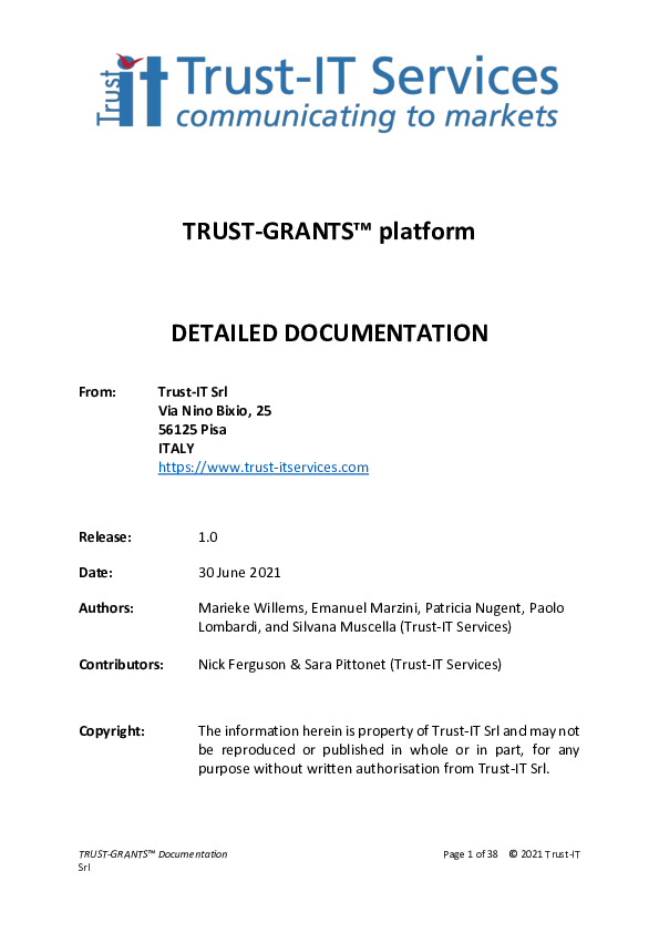 (PDF) TRUST-GRANTS platform - DETAILED DOCUMENTATION