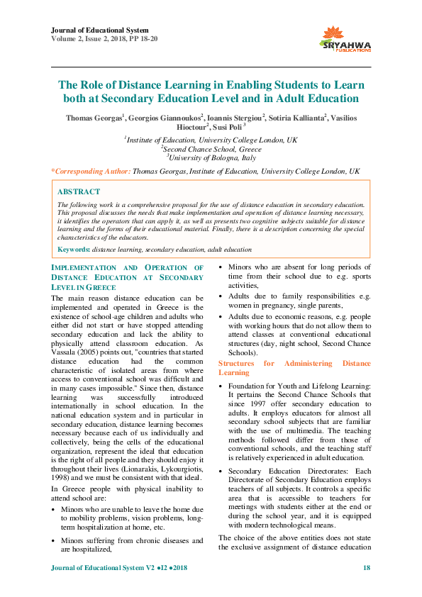 (PDF) The Role of Distance Learning in Enabling Students to Learnboth ...