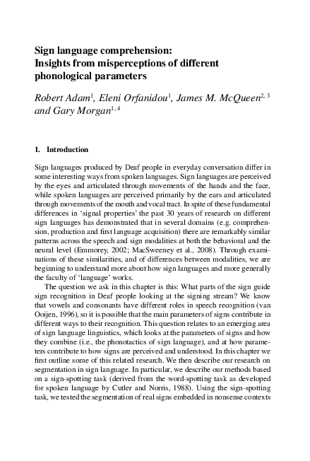 (PDF) Sign language comprehension: Insights from misperceptions of ...