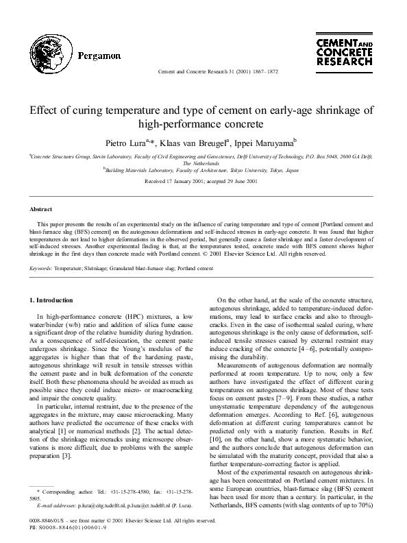 (PDF) Effect of curing temperature and type of cement on early-age ...