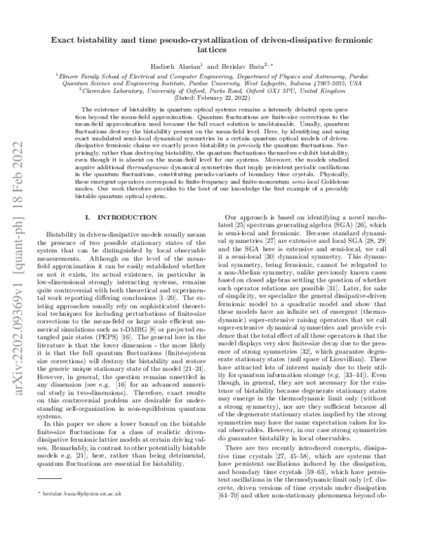 (PDF) Exact bistability and time pseudo-crystallization of driven ...