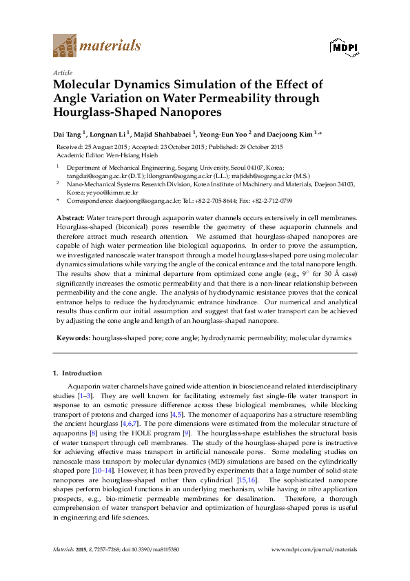 (PDF) Molecular Dynamics Simulation of the Effect of Angle Variation on ...