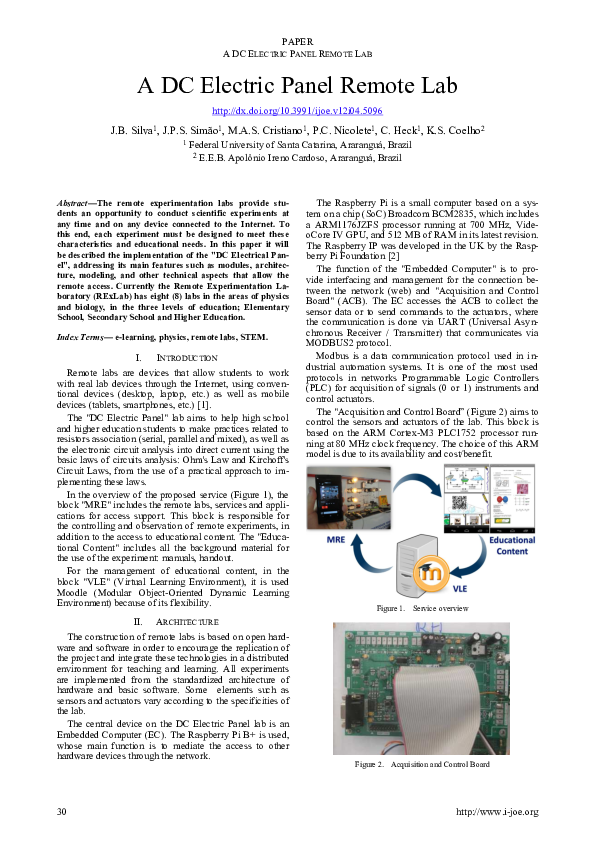 (PDF) A DC Electric Panel Remote Lab