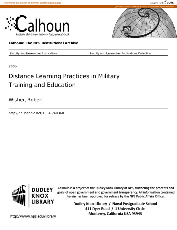 (PDF) Distance Learning Practices in Military Training and Education