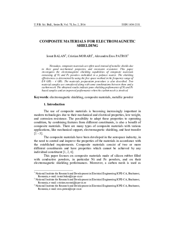 (PDF) Composite Materials for Electromagnetic Shielding