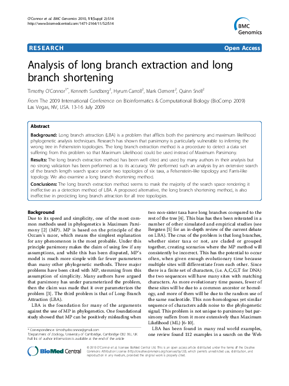 (PDF) Analysis of long branch extraction and long branch shortening