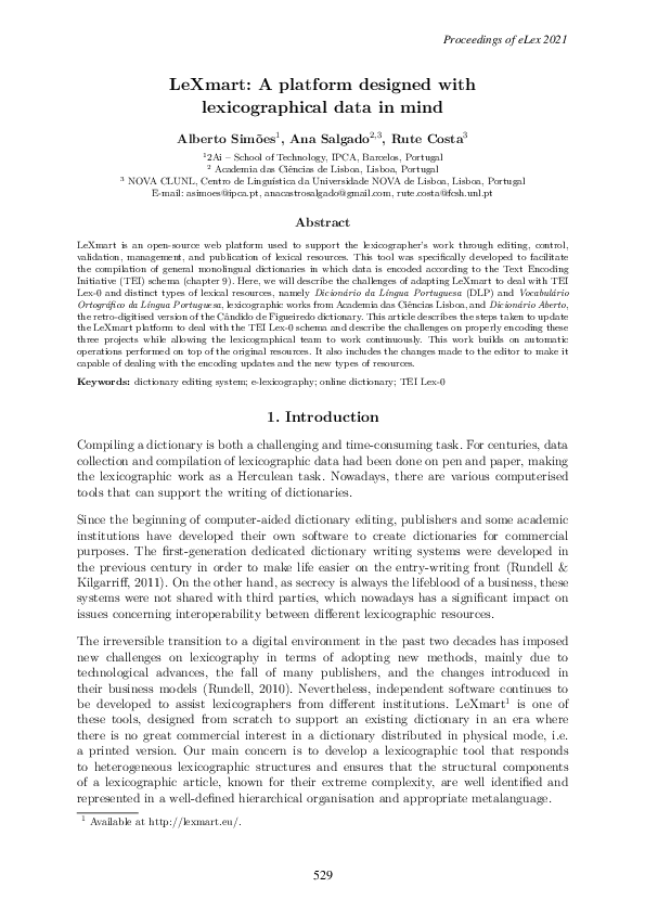 (PDF) A platform designed with lexicographical data in mind