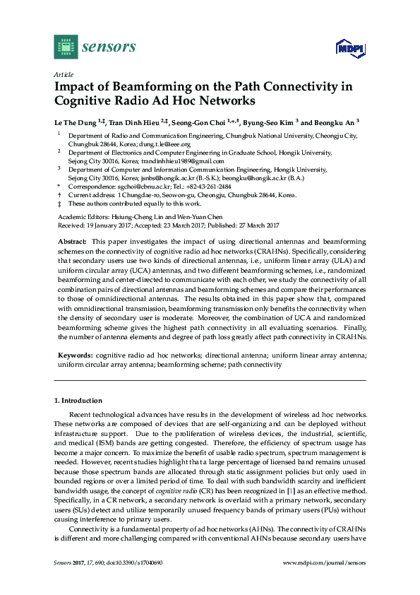 (PDF) Impact of Beamforming on the Path Connectivity in Cognitive Radio ...