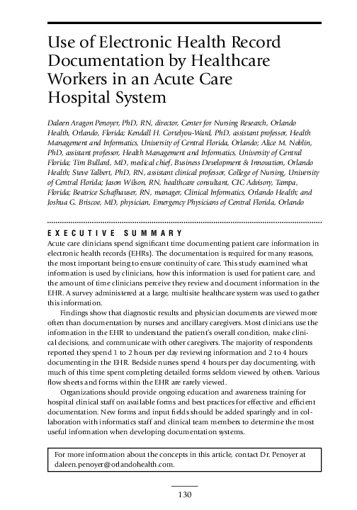 (PDF) Use of Electronic Health Record Documentation by Healthcare ...