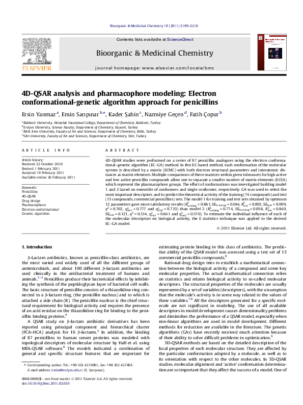 (PDF) 4D-QSAR analysis and pharmacophore modeling: Electron ...