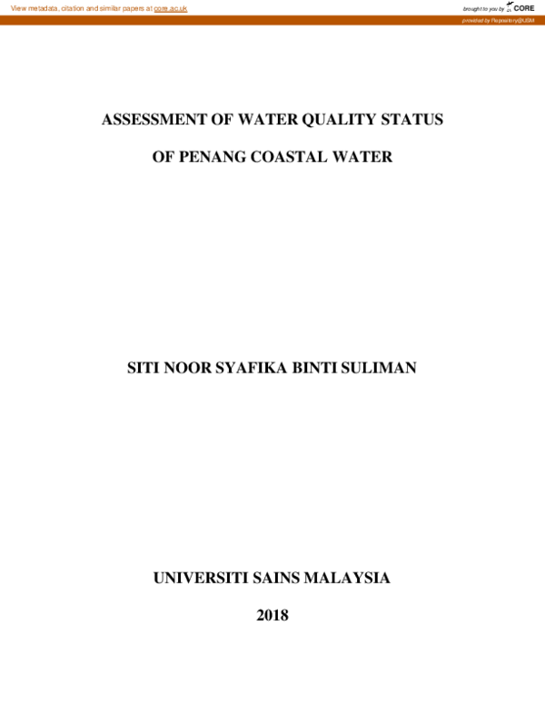(PDF) Assessment Of Water Quality Status Of Penang Coastal Water