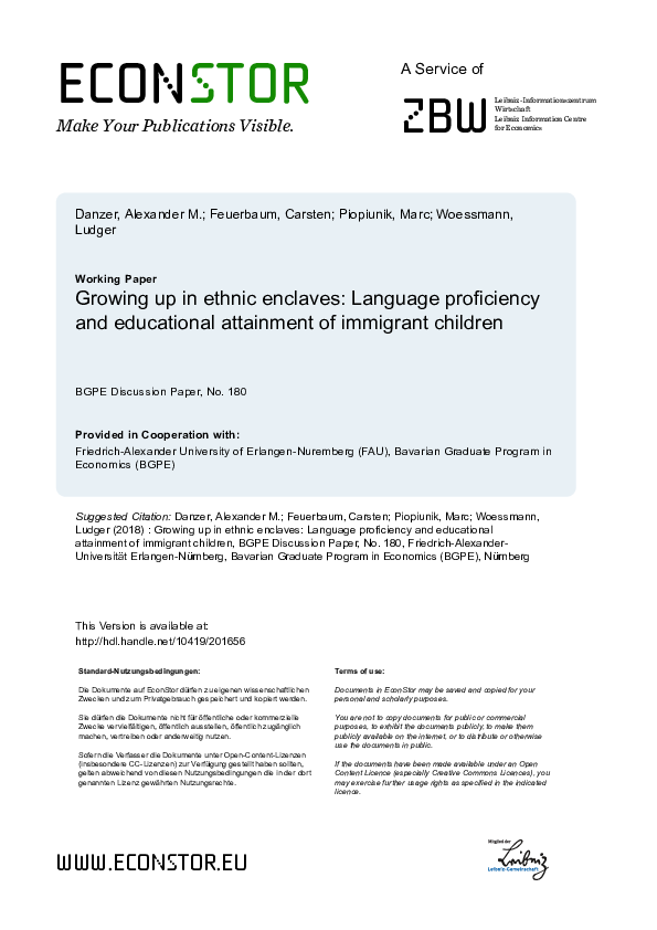 Growing Up in Ethnic Enclaves: Language Proficiency and Educational Attainment of Immigrant Children