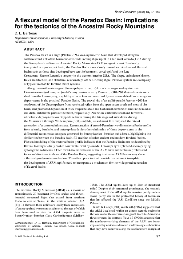 (PDF) A flexural model for the Paradox Basin: implications for the ...