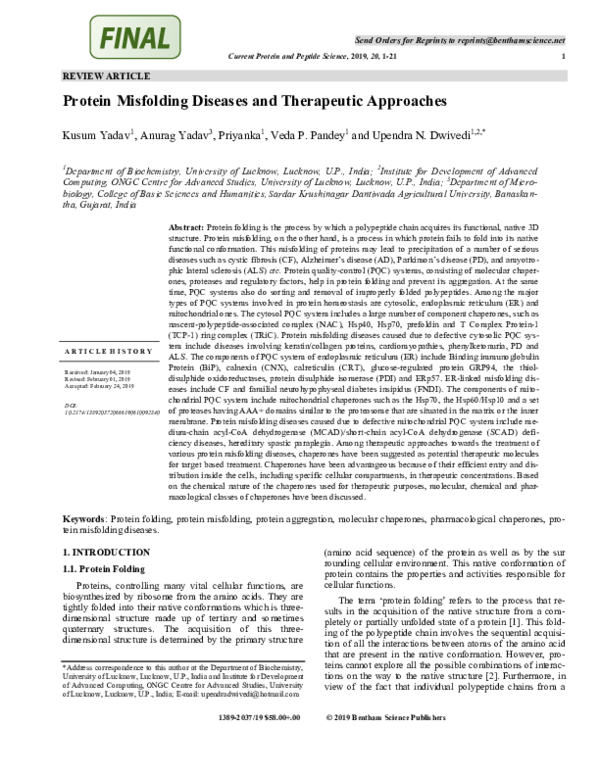 (PDF) Protein Misfolding Diseases and Therapeutic Approaches Anurag