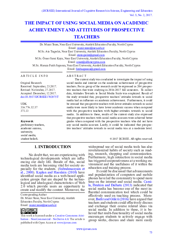 (PDF) The impact of using social media on academic achievement and ...