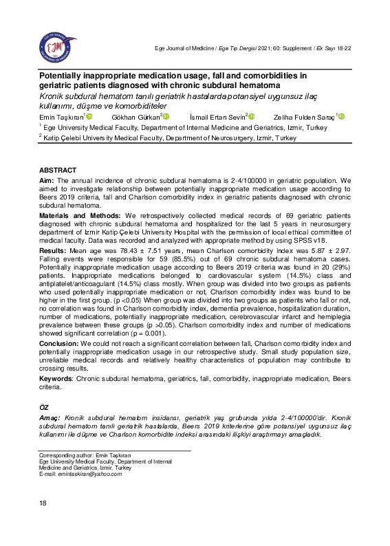 Potentially inappropriate medication usage, fall and comorbidities in ...