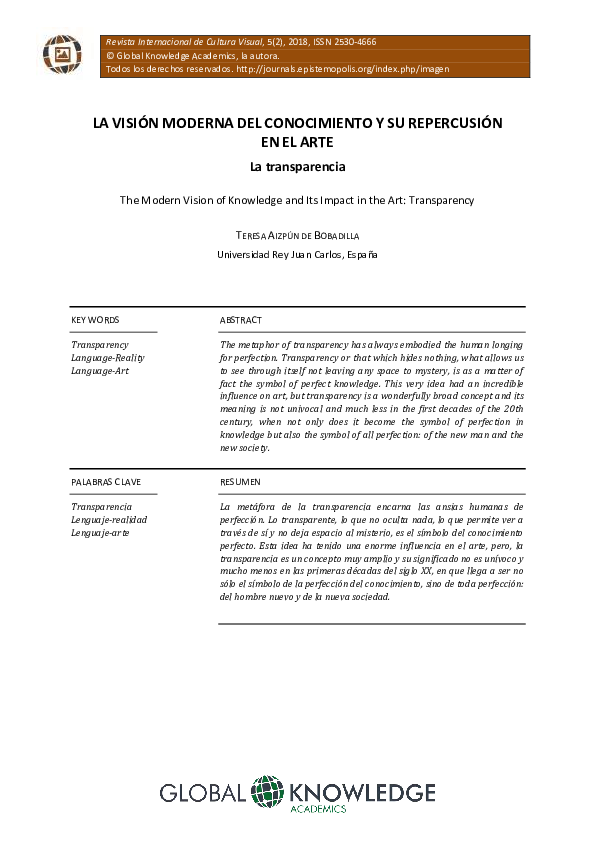 (PDF) La visión moderna del conocimiento y su repercusión en el arte ...