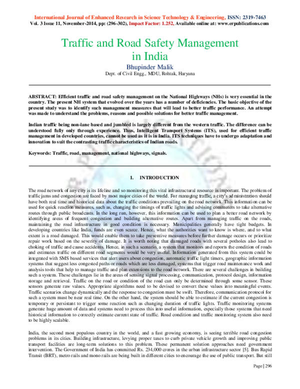 (PDF) Traffic and Road Safety Management in India