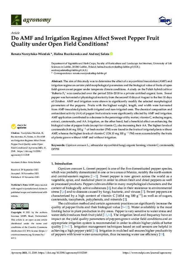 (PDF) Do AMF and Irrigation Regimes Affect Sweet Pepper Fruit Quality ...