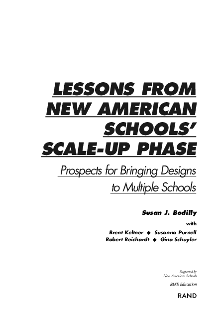 (PDF) Lessons from New American Schools' scale-up phase: Prospects for ...