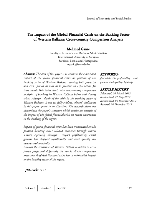 (PDF) The Impact of the Global Financial Crisis the Banking Sector of ...
