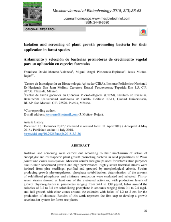 (PDF) Isolation and screening of plant growth promoting bacteria for ...