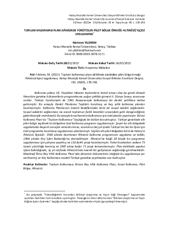 (PDF) TOPLUM KALKINMASI PLANI DÂHİLİNDE YÜRÜTÜLEN PİLOT BÖLGE ÖRNEĞİ ...