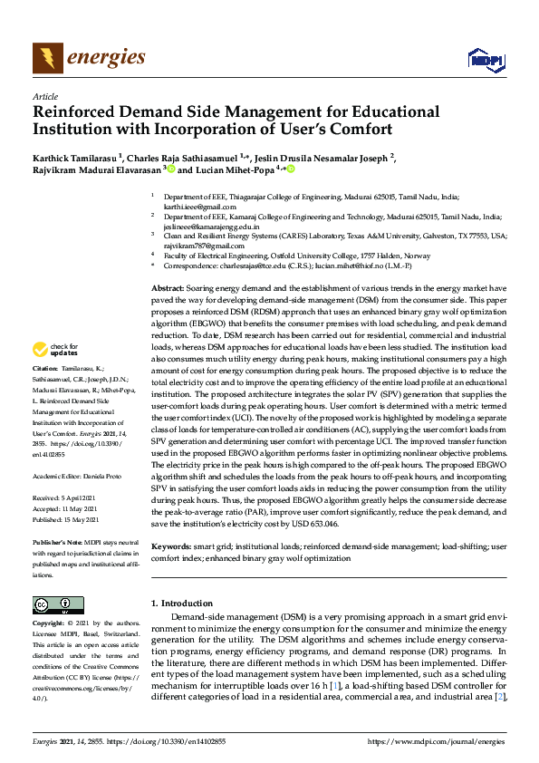(PDF) Reinforced Demand Side Management for Educational Institution ...