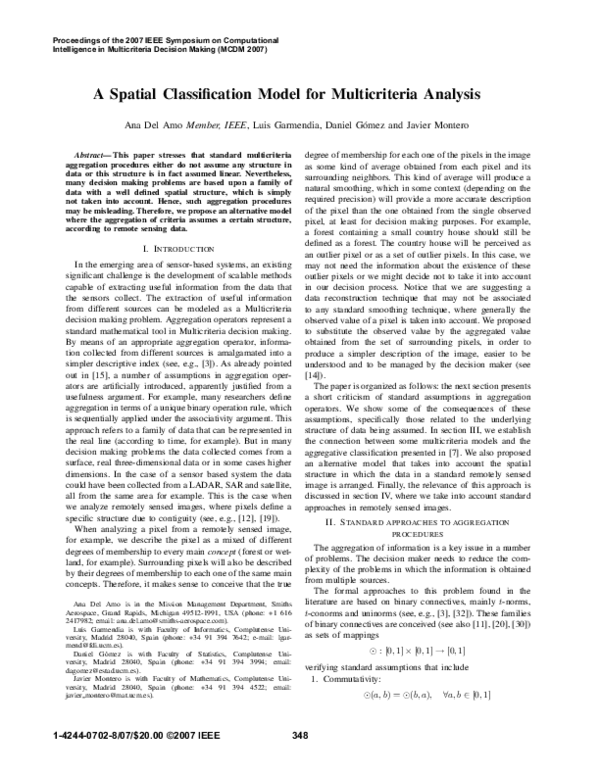 (PDF) A Spatial Classification Model for Multicriteria Analysis