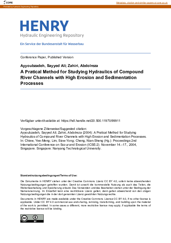 (PDF) A Pratical Method for Studying Hydraulics of Compound River ...