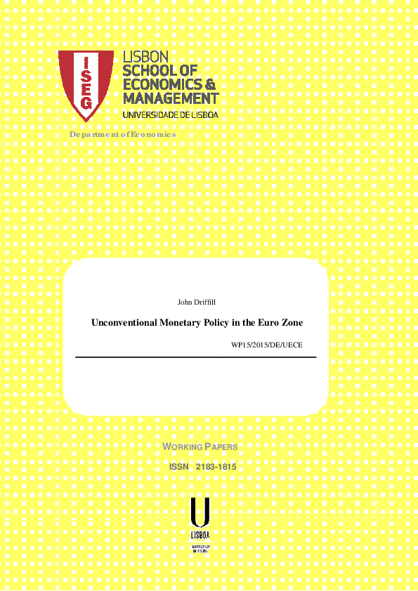 (PDF) Unconventional Monetary Policy in the Euro Zone