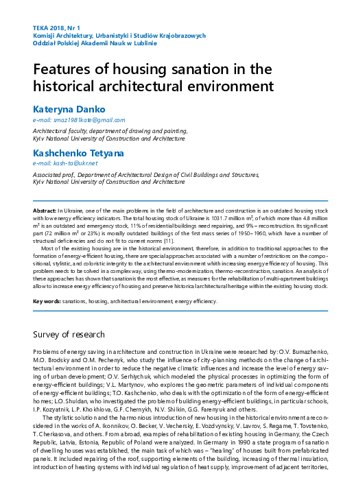 (PDF) Features of housing sanation in the historical architectural ...