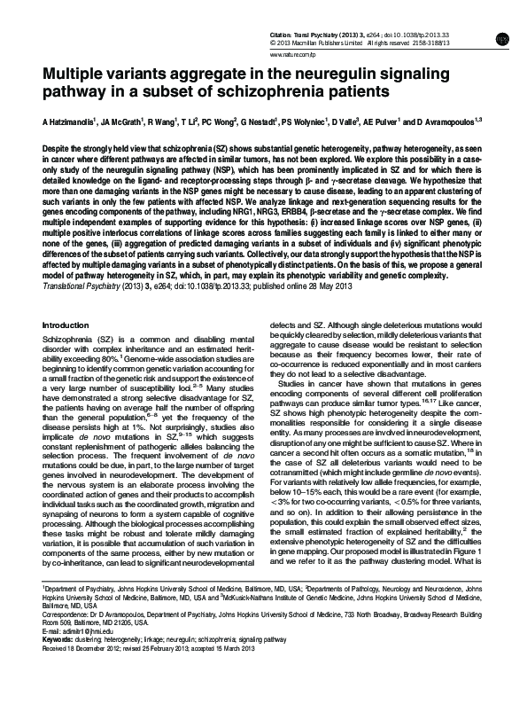 (PDF) Multiple variants aggregate in the neuregulin signaling pathway ...