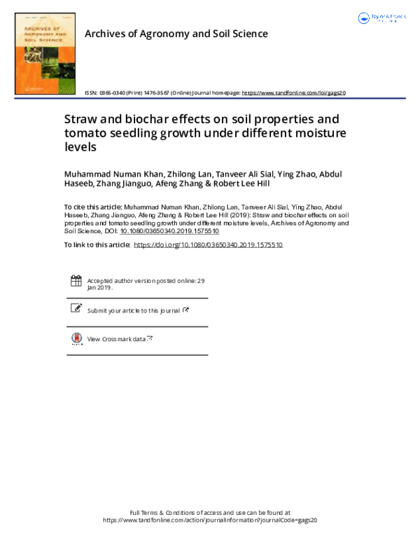 (PDF) Straw and biochar effects on soil properties and tomato seedling ...