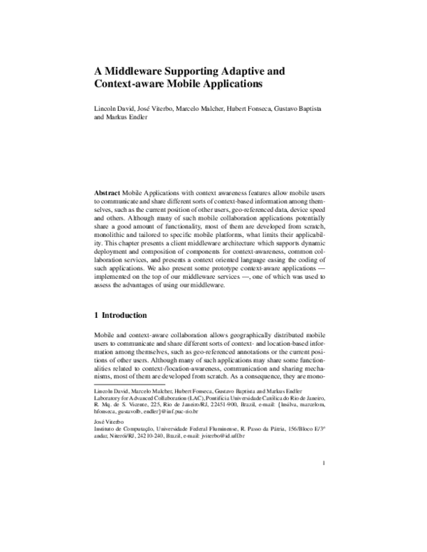(PDF) A Middleware Supporting Adaptive and Context-Aware Mobile ...