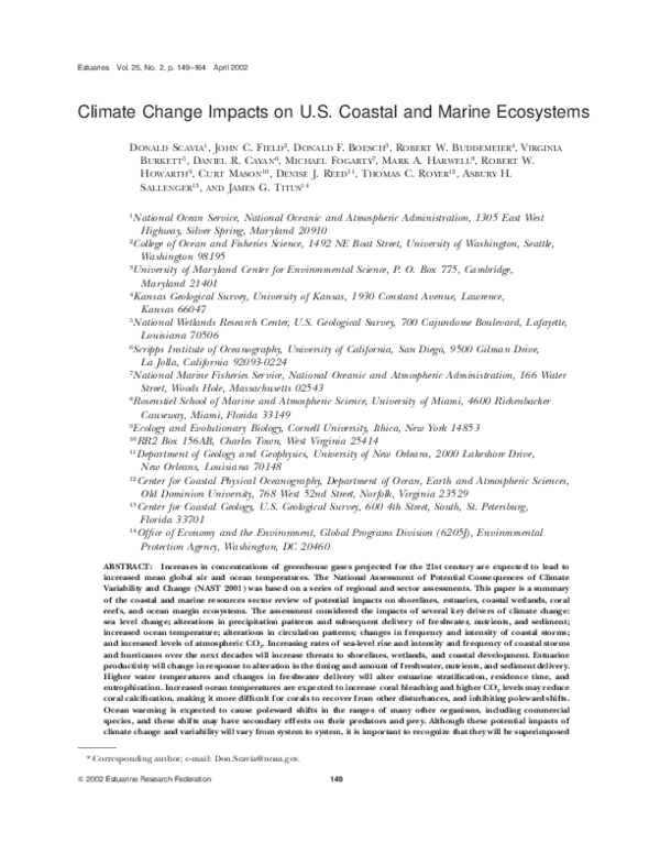 (PDF) Climate change impacts on U.S. Coastal and Marine Ecosystems