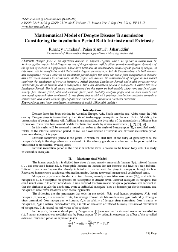 (PDF) Mathematical Model of Dengue Disease Transmission Considering the ...