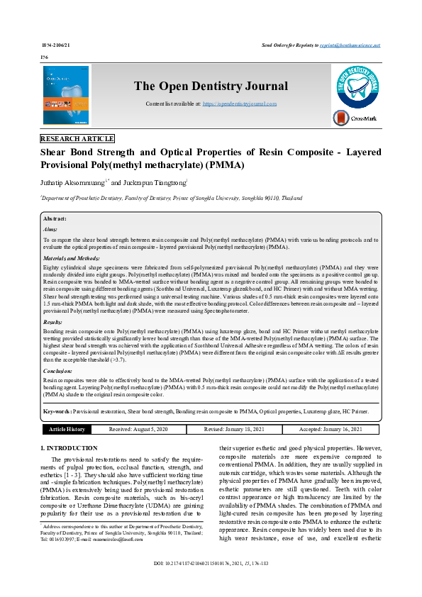(PDF) Shear Bond Strength and Optical Properties of Resin Composite ...
