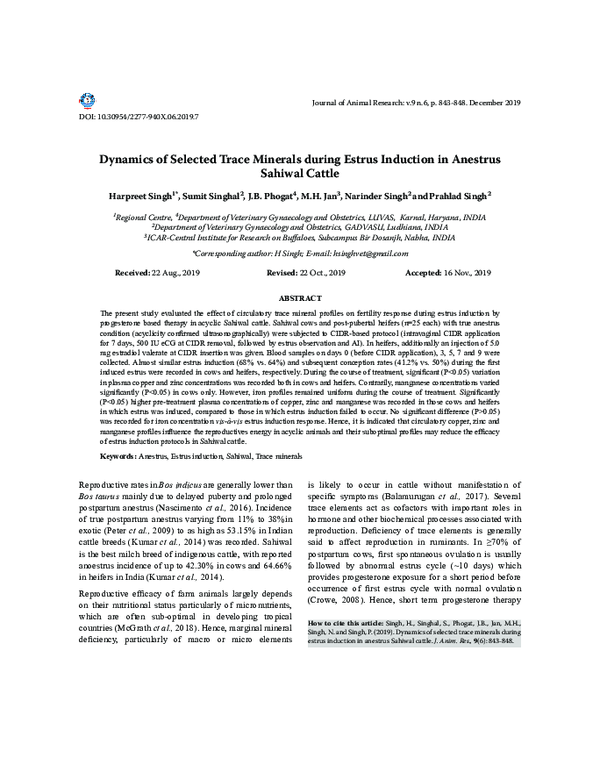 (PDF) Dynamics of Selected Trace Minerals during Estrus Induction in ...