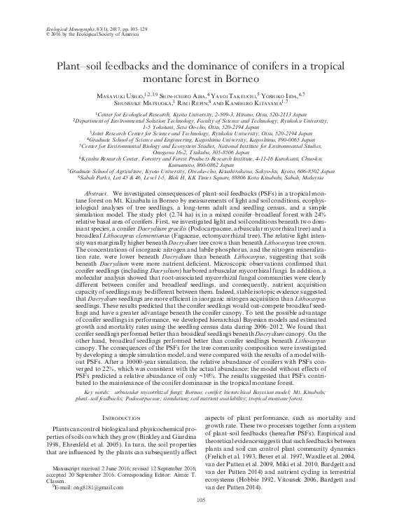 (PDF) Plant-soil feedbacks and the dominance of conifers in a tropical ...