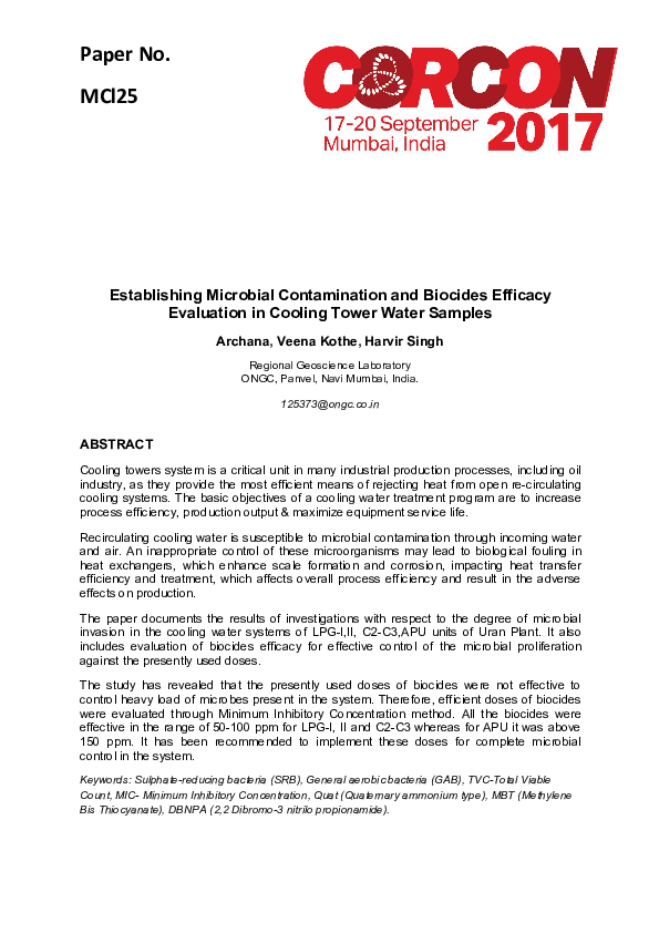 (PDF) Establishing Microbial Contamination and Biocides Efficacy